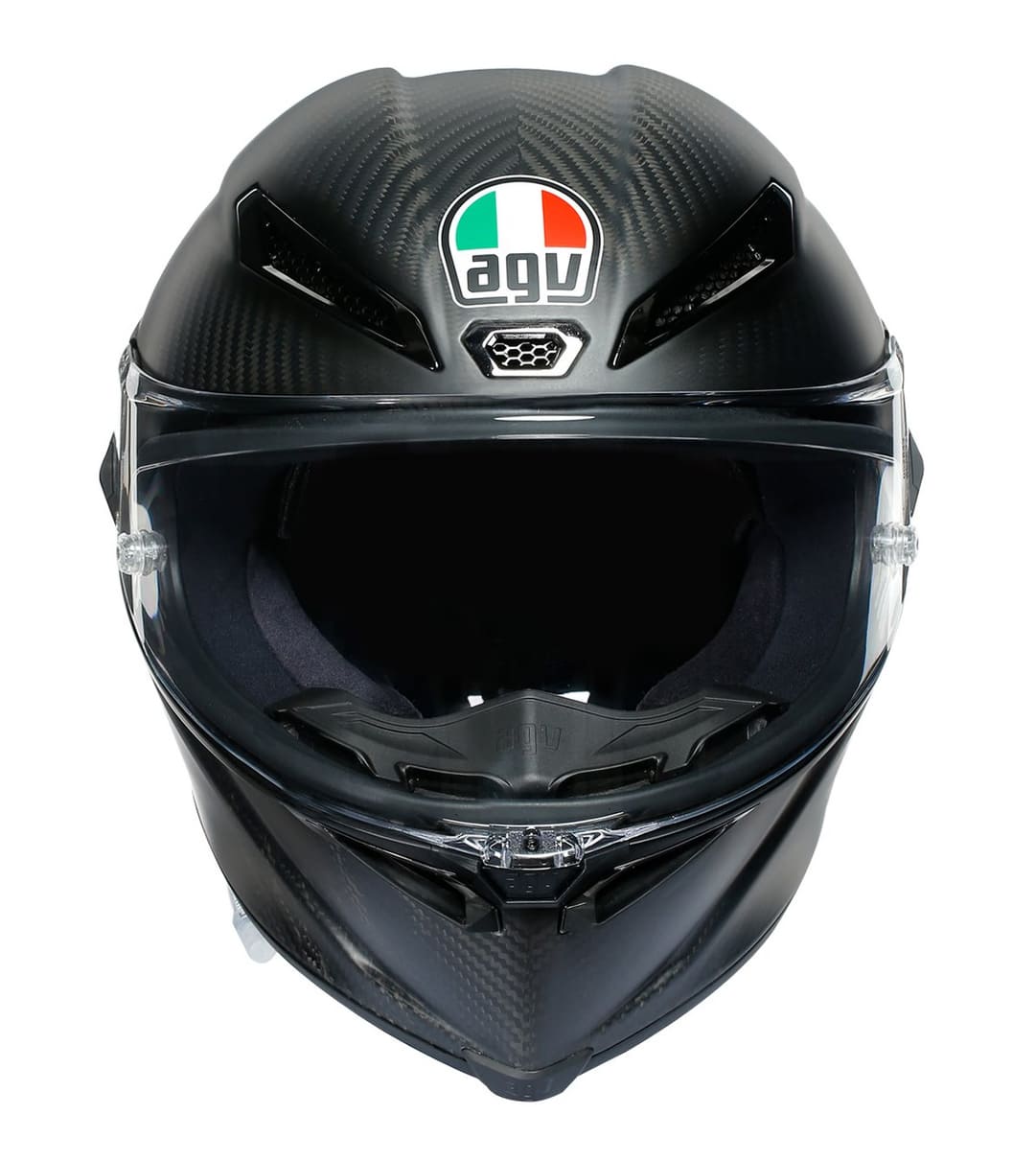 CASCO AGV PISTA GP RR E2206 MATT CARBON front view