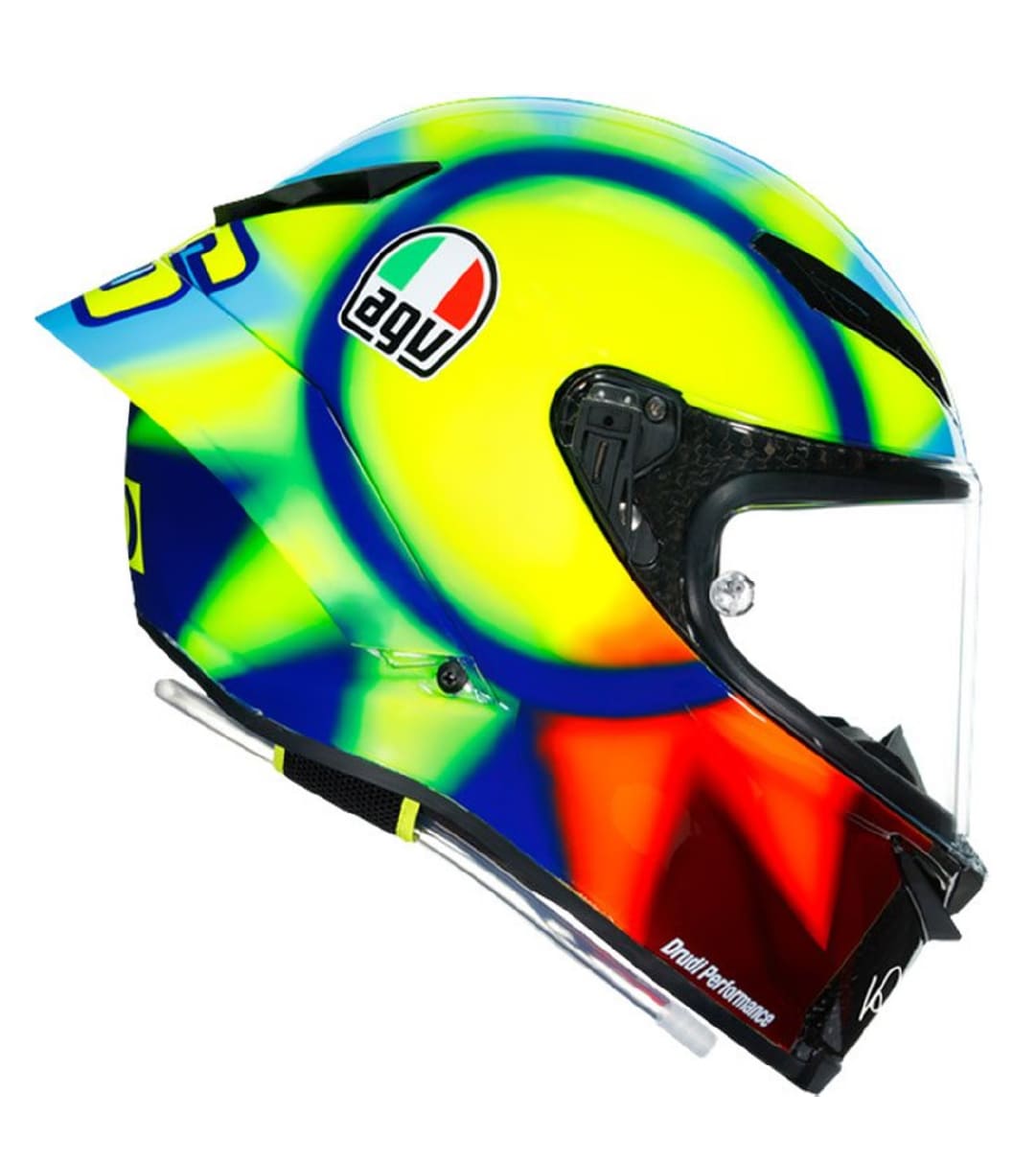 CASCO AGV PISTA GP RR E2206 ROSSI SOLELUNA side view